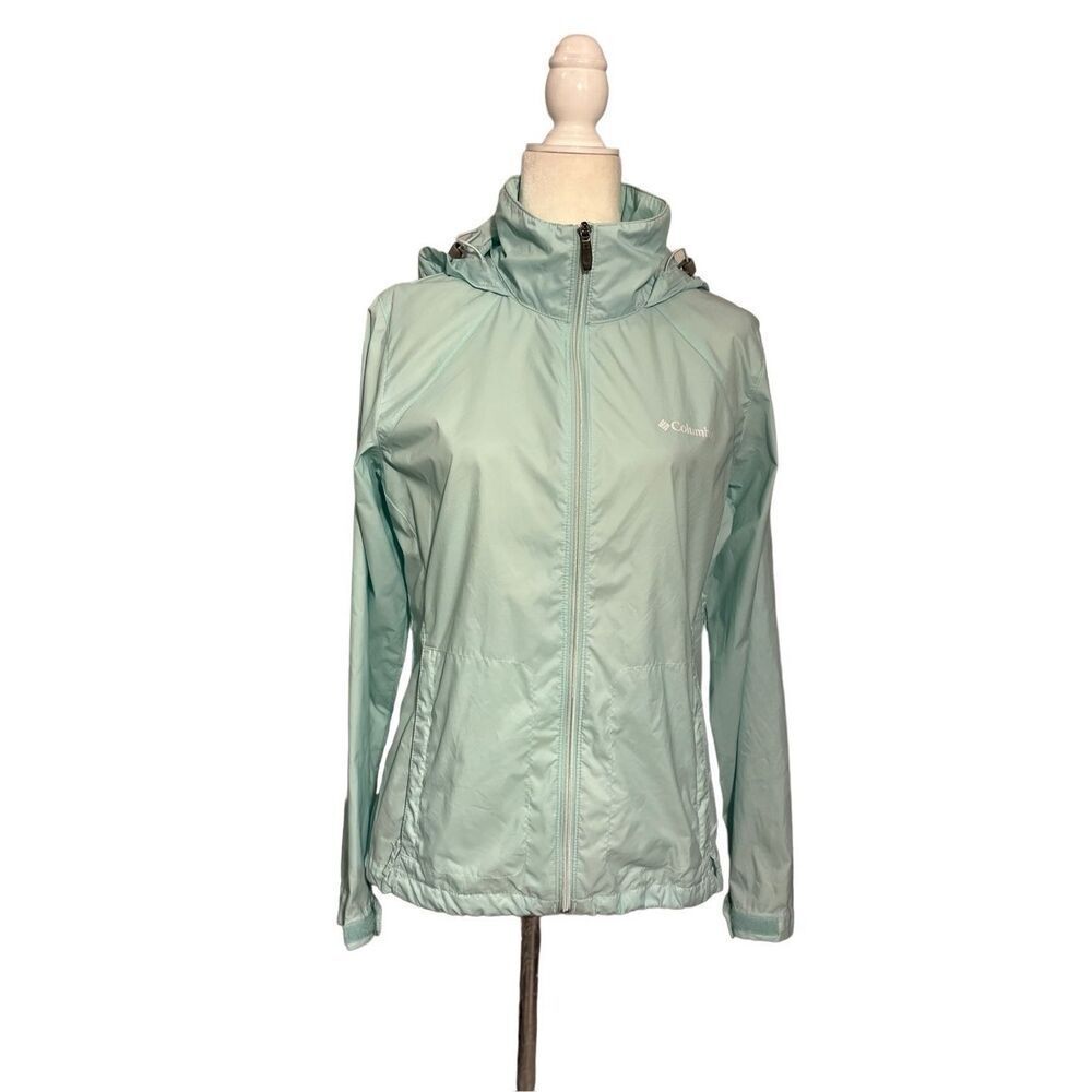 Columbia mint green water resistant hooded jacket -  M